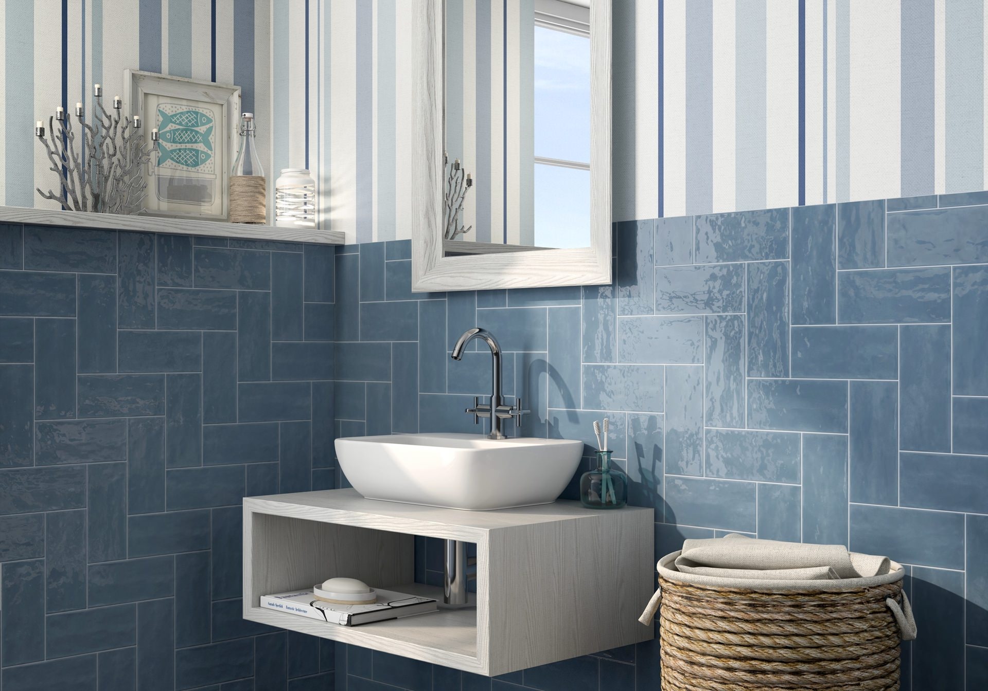 0005405 roca shaftesbury steel blue wall tile 110x250mm